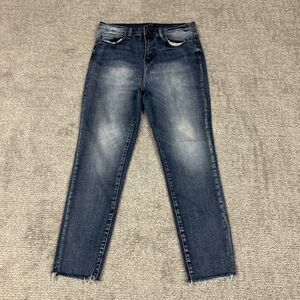 Judy Blue Jeans Womens 9 29 Blue Relaxed Fit Raw Hem Stretch Denim JB88191 Ankle
